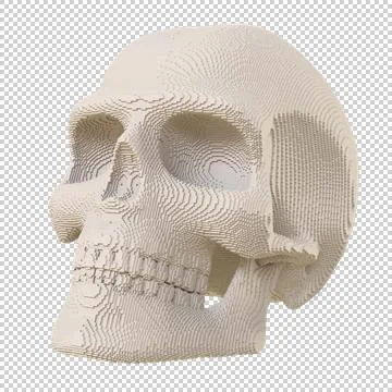 Voxel skull on a transparent background. Stock Illustration