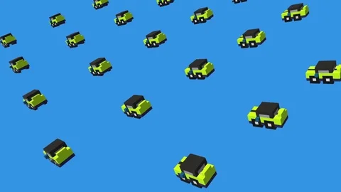 Voxel Small Car -  ANIMATED BACKGROUND Stock Footage 77565783