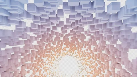 Voxel Tunnel Offset ALPHA 4K Stock Footage 278610885
