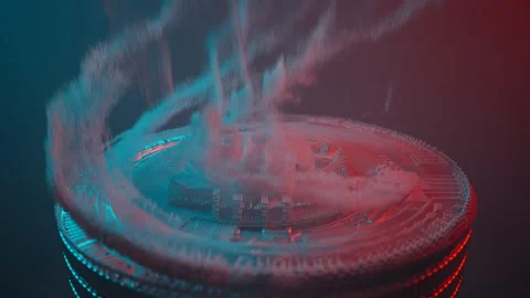 Voxels form a stack of gold coins. Bitcoin mining. Virtual cryptocurrency. Stock Footage 163547437