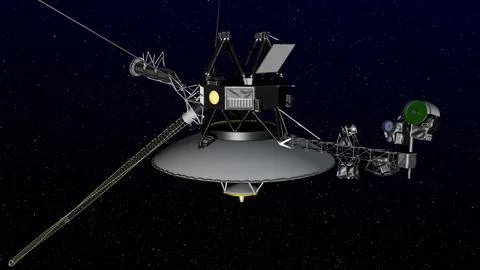 Voyager 2 spacecraft in deep space field. 3D illustration イラスト素材