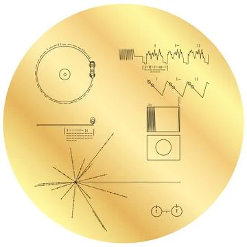 Voyager plaque space disc, year 1977, vector graphic illustration Stock Illustration