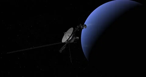 Voyager spacecraft making a close pass of Neptune. Видео 62176668