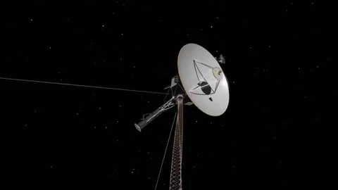 Voyager spaceprobe at the edge of the solar system. 4K Stock Footage 315734949