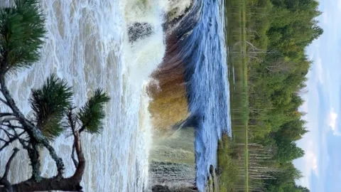 Voytsky padun waterfall in autumn.  Stock Footage 255831304