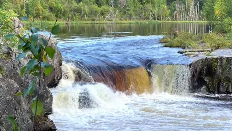 Voytsky padun waterfall in autumn.  Stock Footage 260238648