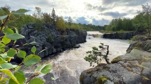 Voytsky padun waterfall in autumn.  Stock Footage 260238698