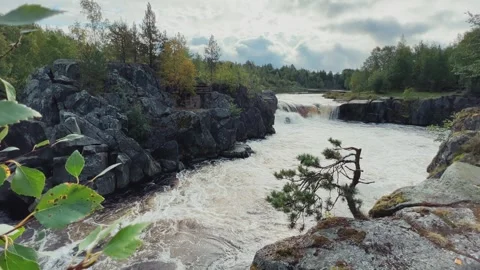 Voytsky padun waterfall in autumn.  Stock Footage 260684906