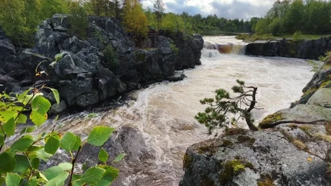 Voytsky padun waterfall in autumn.  Stock Footage 262310761