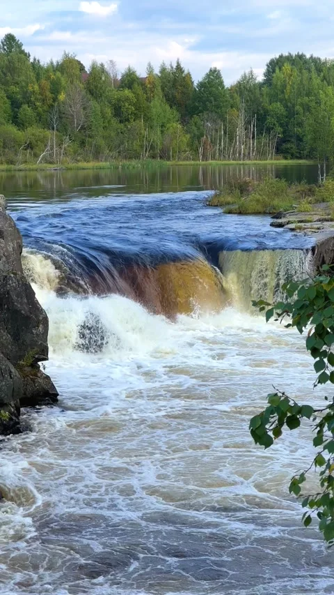 Voytsky padun waterfall in autumn.  Stock Footage 268569410