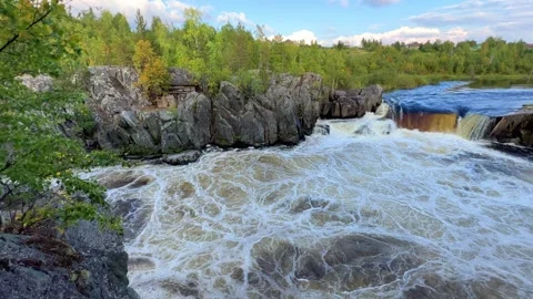 Voytsky padun waterfall in autumn.  Stock Footage 268571569