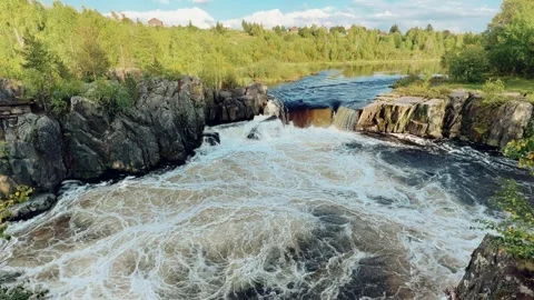 Voytsky padun waterfall in autumn.  Stock Footage 268762307
