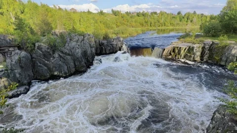 Voytsky padun waterfall in autumn.  Stock Footage 268762354