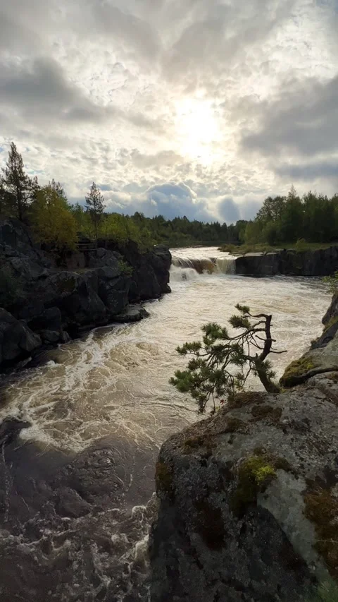 Voytsky padun waterfall in autumn.  Stock Footage 268762704