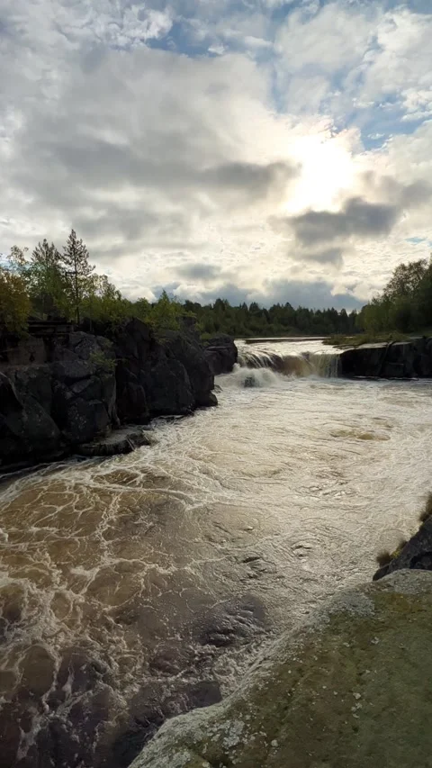 Voytsky padun waterfall in autumn.  Stock Footage 268763042