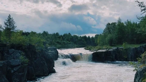 Voytsky padun waterfall in autumn.  Stock Footage 268763226