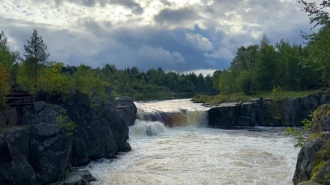 Voytsky padun waterfall in autumn.  Stock Footage 268763278