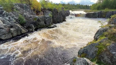 Voytsky padun waterfall in autumn. Stock Footage 274337740