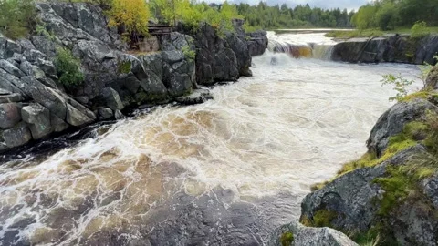 Voytsky padun waterfall in autumn. Stock Footage 274347269