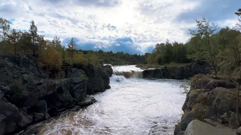 Voytsky padun waterfall in autumn. Stock Footage 274348393