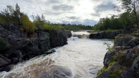 Voytsky padun waterfall in autumn.  Stock Footage 274348751