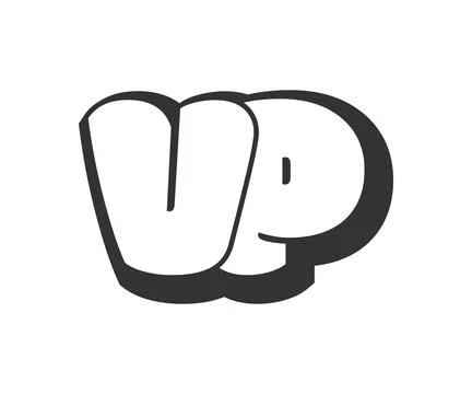 VP logo, bubble comic lettering, rounded in graffiti style black and white .. イラスト素材