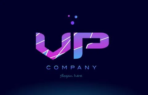 Vp v p  colored blue pink purple alphabet letter logo icon vector Stock Illustration