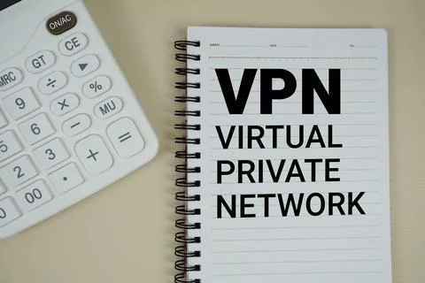 VPN Abbreviations of Virtual Private Network text with calculator phrase of.. Stockfoto's