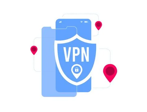 VPN App - virtual private network application concept. Privacy Data Encryption Stock Illustration