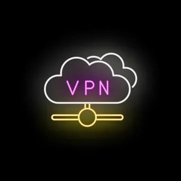 Vpn cloud computing network security neon icon protecting data イラスト素材