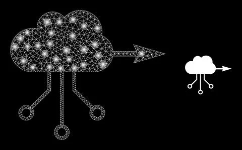 VPN Cloud Icon - Wireframe Mesh with Glare Spots Stock Illustration