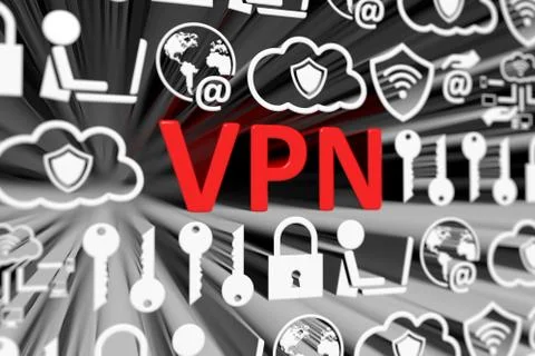 VPN concept blurred background 3d render illustration Stock Photos