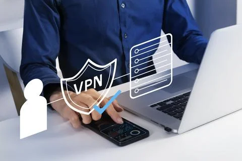 VPN concept, a technology that creates a virtual private network connection.. Stock Photos