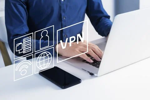 VPN concept, a technology that creates a virtual private network connection.. Stock Photos