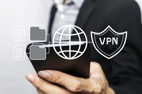 VPN concept, a technology that creates a virtual private network connection.. Stock Photos