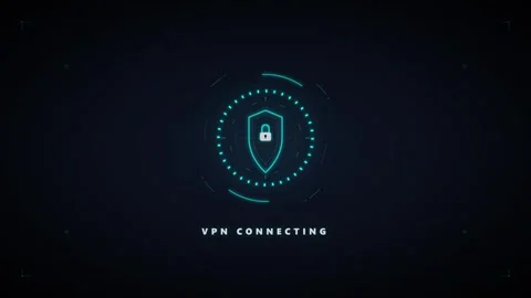 Vpn connecting digital interface with security shield and hud data animatio.. Video stock 337566131