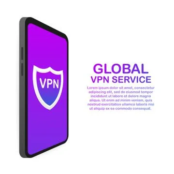 VPN connectivity. Secure virtual private network connection concept. Isometri Stock Illustration