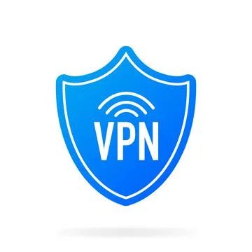VPN flat blue secure badge on white background. Vector illustration. イラスト素材