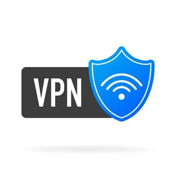 VPN flat blue secure label on white background. Vector illustration. Stock-Illustration