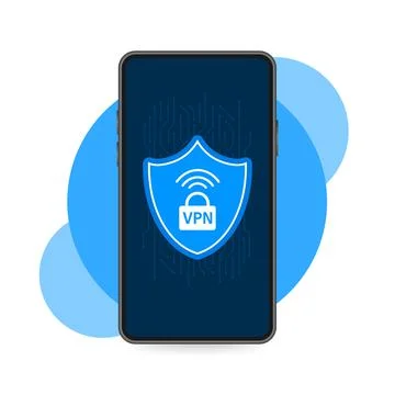 VPN flat blue secure label on white background. Vector illustration. Stock-Illustration