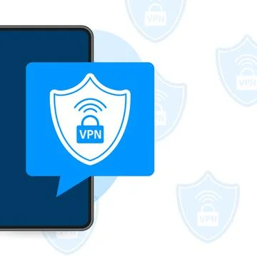 VPN flat blue secure label on white background. Vector illustration. 库存插图
