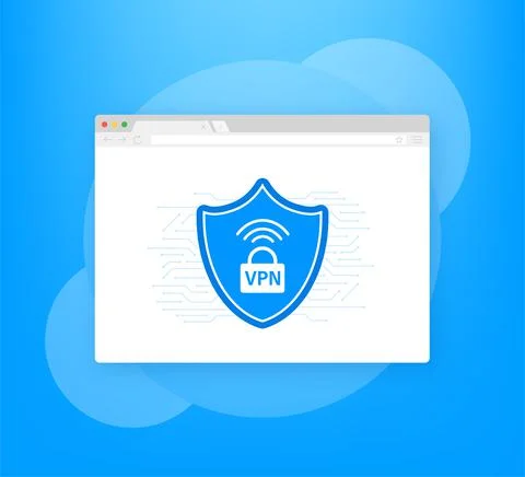 VPN flat blue secure label on white background. Vector illustration. イラスト素材