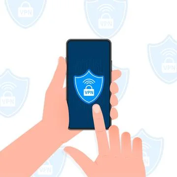 VPN flat blue secure label on white background. Vector illustration イラスト素材