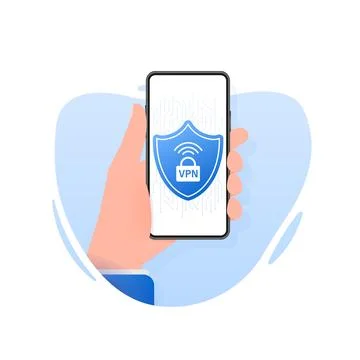 VPN flat blue secure label on white background. Vector illustration Иллюстрация