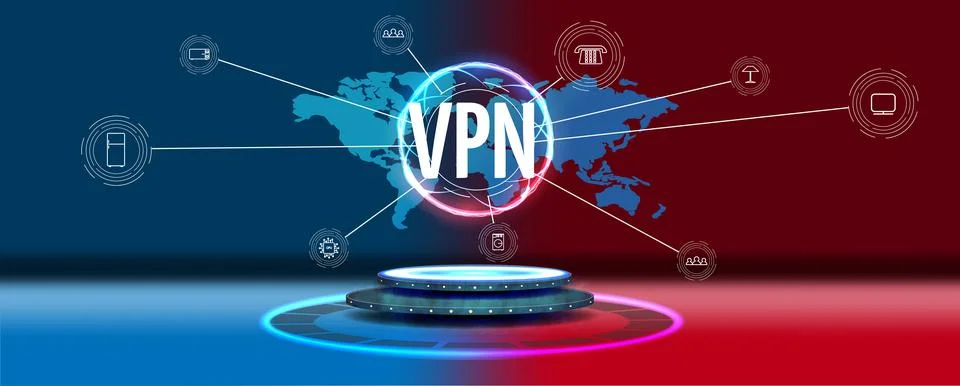 VPN global network technology for cybersecurity and data privacy Stock Illustration