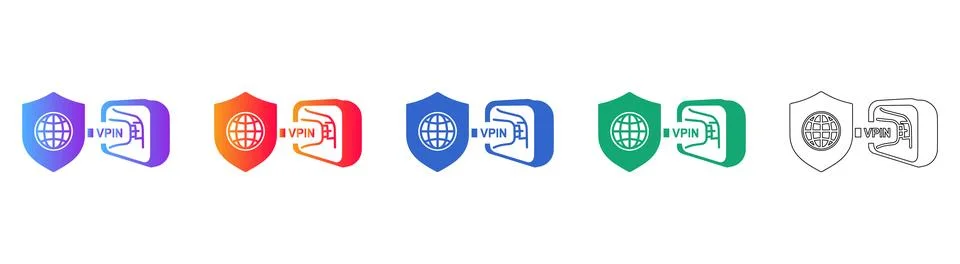 VPN Global Security Shield Icons Stock Illustration