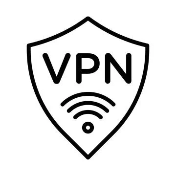 VPN icon linear logo mark in black and white Stock-Illustration