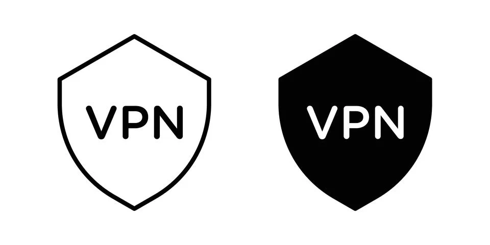 Vpn icon vector template set in black Stock Illustration