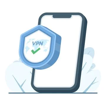 VPN illustration, secure internet connection, encrypted network, online privacy. Stock Illustration