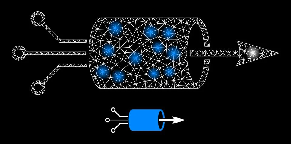 VPN Integration Icon - Wire Frame Mesh with Constellation Nodes Stock Illustration